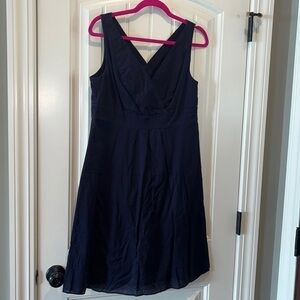 Lands end classic timeless navy cotton sleeveless dress size 10 nautical coastal